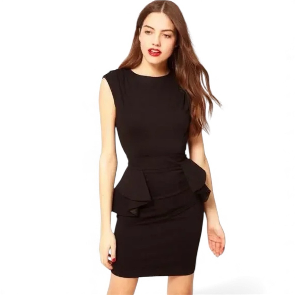 Ted Baker Black Peplum Mini Dress Size 2